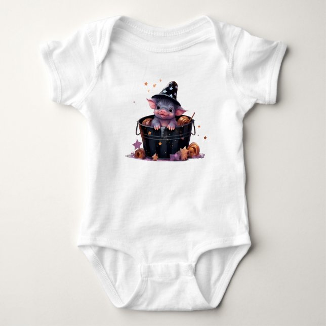 ADORABLE HALLOWEWEWEE PIGLETTE IN EINEM BUCKET BABY STRAMPLER (Vorderseite)
