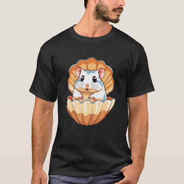 Adorable Hamster in Seashell Cute Ocean Pet T-Shirt (Vorderseite)