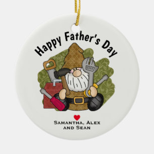Adorable Handyman & Carpenter Garden Gnome Keramik Ornament