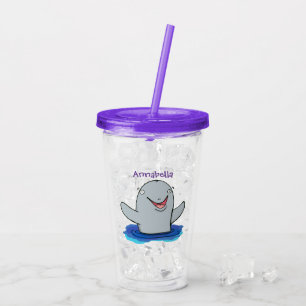 Adorable Happpoise Cartoon Illustration Acryltrinkbecher