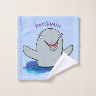 Adorable Happpoise Cartoon Illustration Badhandtuch Set