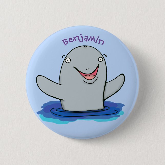 Adorable Happpoise Cartoon Illustration Button (Vorderseite)
