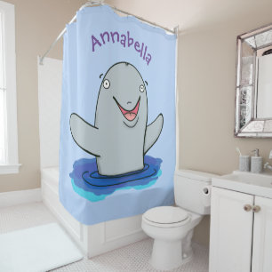 Adorable Happpoise Cartoon Illustration Duschvorhang