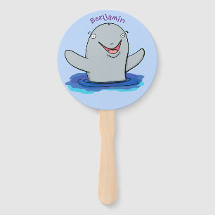 Adorable Happpoise Cartoon Illustration Fächer