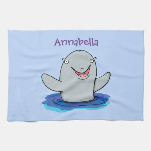 Adorable Happpoise Cartoon Illustration Geschirrtuch