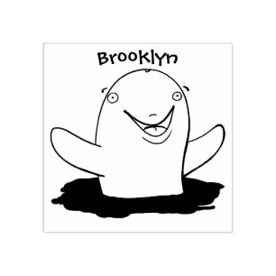 Adorable Happpoise Cartoon Illustration Gummistempel