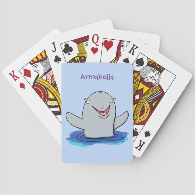 Adorable Happpoise Cartoon Illustration Spielkarten (Rückseite)