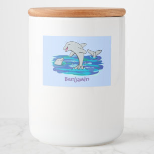 Adorable Happy Delphine Cartoon Illustration Lebensmitteletikett