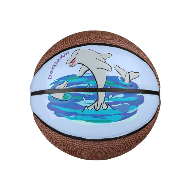 Adorable Happy Delphine Cartoon Illustration Mini Basketball (Vorderseite)