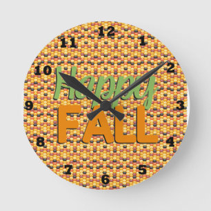 Adorable Happy Fall Wall Clock Runde Wanduhr