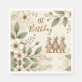 Adorable Happy First Birthday Serviette