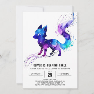 Adorable Happy Fox Digital Boy Geburtstag Einladung