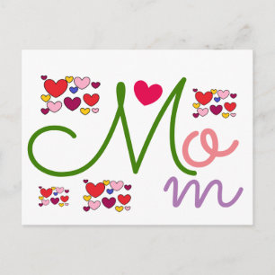 Adorable Hearts Mama Niedlich Postkarte