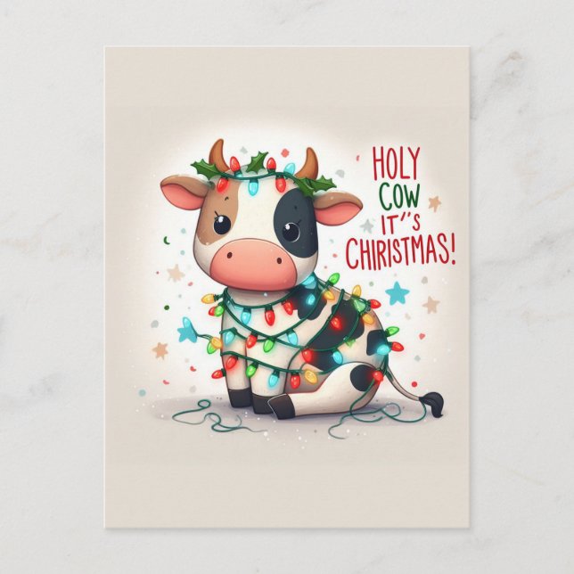 Adorable heilige Kuh Weihnachten Postkarte (Vorderseite)