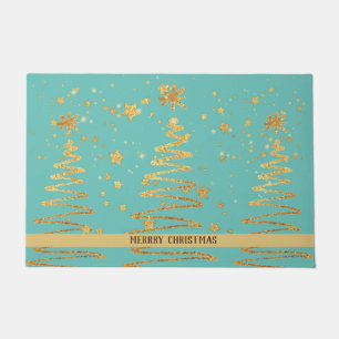 Adorable hell glitzernde Goldbaum Moderne Blau Fußmatte
