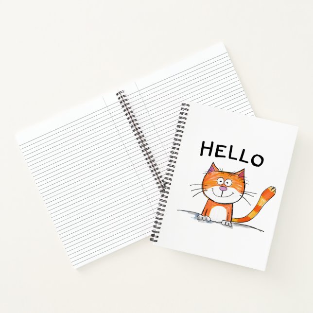 Adorable "Hello" Cat Notebook Notizbuch (Innenseite)
