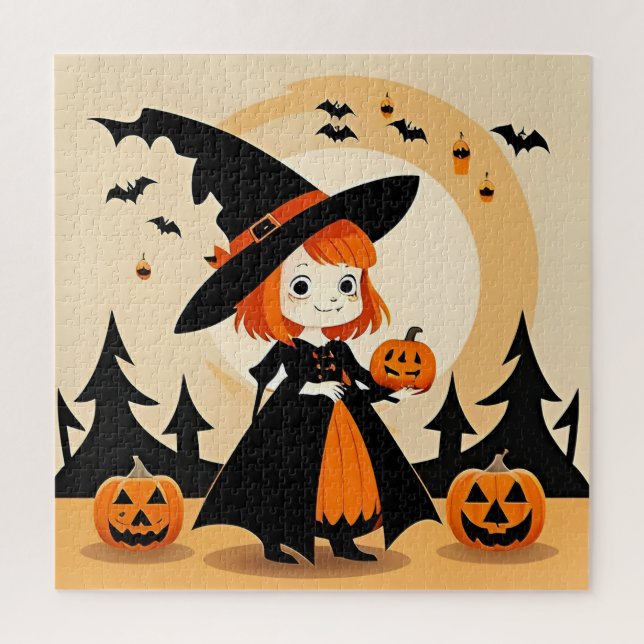 Adorable Hexe Holding Pumpkin (Vertikal)