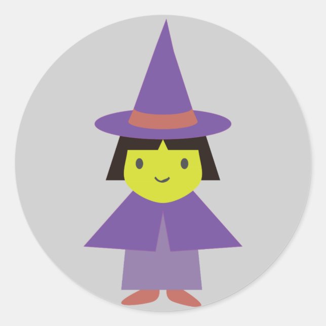Adorable Hexe Runder Aufkleber (Vorderseite)