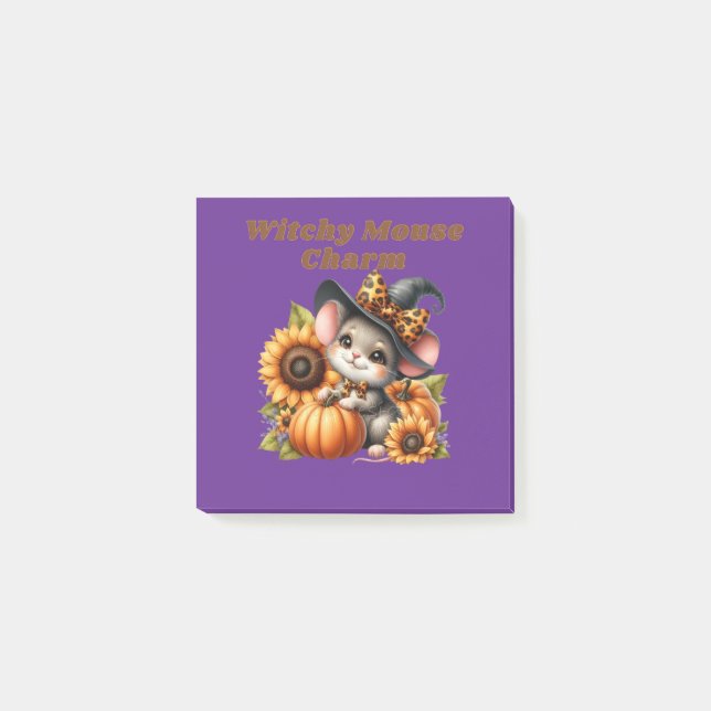 Adorable Hexenmäuse Halloween Charm für festes D Post-it Klebezettel (Vorderseite)
