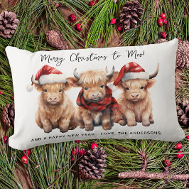 Adorable Highland Kuh Calf Frohe Weihnachten an MO Lendenkissen