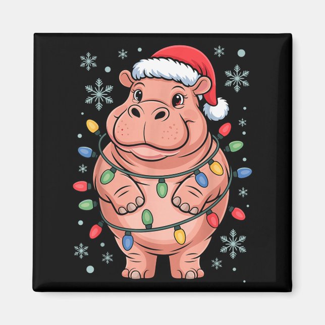 Adorable Hip Wrapped Christmas Light Santa Hat Win Magnet (Vorne)