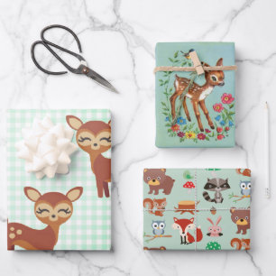 Adorable Hirsche und Waldtiere Geschenkpapier Set