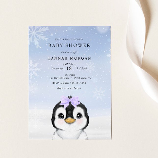 Adorable Hiver Penguin Baby shower invitation (Créateur téléchargé)