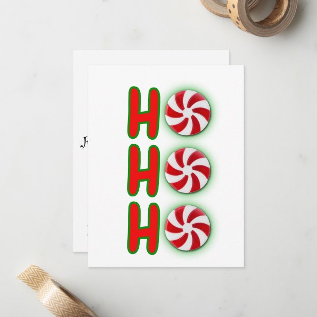 Adorable Ho Ho Ho Weihnachtskarte Mitteilungskarte (Vorderseite/Rückseite Beispiel)