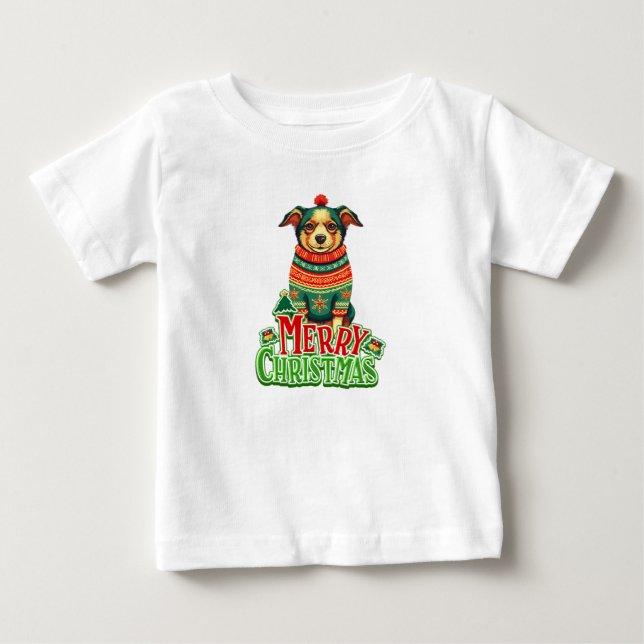 Adorable Holiday Dog Vibes Baby T-shirt (Vorderseite)