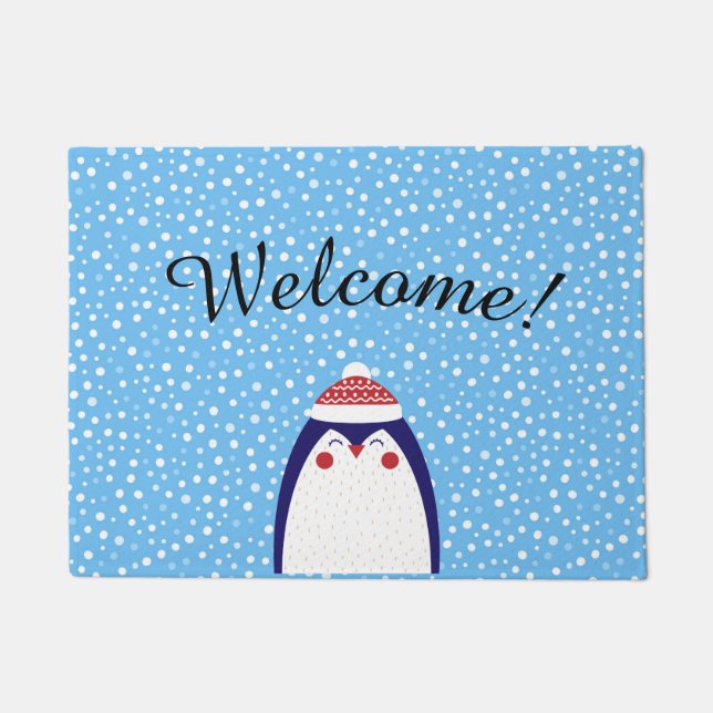 Adorable Holiday Pinguin Willkommenstürme matt Fußmatte (Vorderseite)