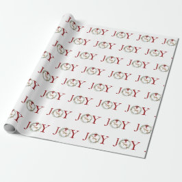 Adorable Holiday Weihnachten Red JOY Wreath Gesche Geschenkpapier