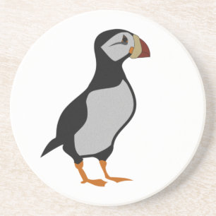 Adorable Horned Puffin Stehender Cartoon Getränkeuntersetzer