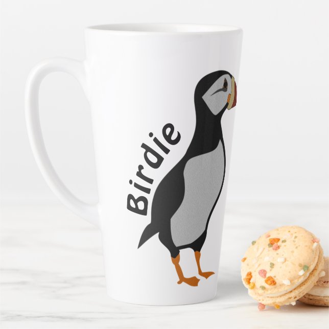 Adorable Horned Puffin Stehender Cartoon Milchtasse (Beispiel)