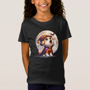 Adorable Howling Halloween Pup unter dem Mond T-Shirt