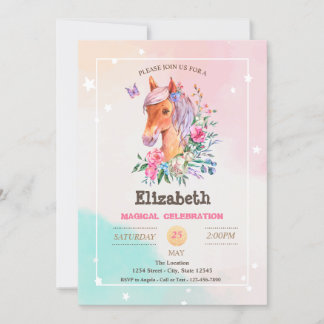 Adorable Hübsch Pony Birthday Einladung