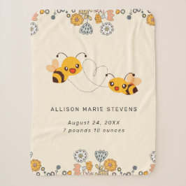 Adorable Hummelbienen & Blume Baby Birth Stats Sherpadecke