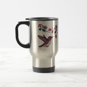 Adorable Hummingbird und Blume Reisebecher