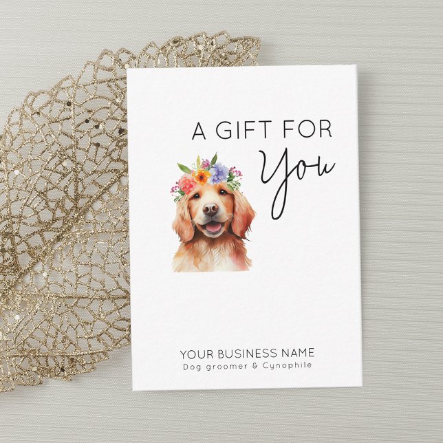 Adorable Hunde Blume Aquarellpflege Geschenkkarte Mitteilungskarte (Von Creator hochgeladen)