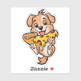 Adorable Hunde essen Pizza Niedlich Canine Feinsch Aufkleber