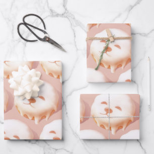Adorable Hunde Gesicht Donut Geschenkpapier Set
