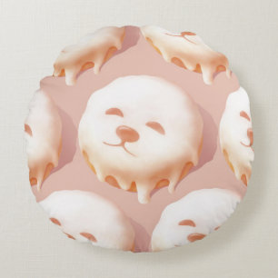 Adorable Hunde Gesicht Donut Rundes Kissen