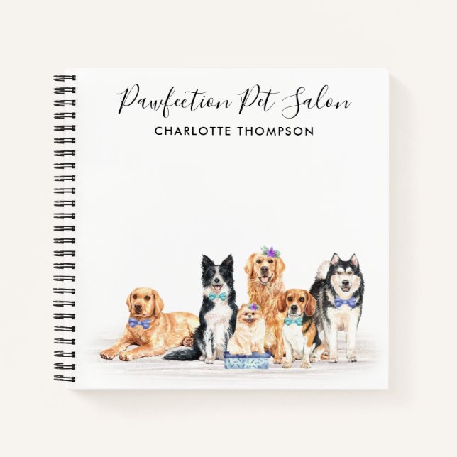 Adorable Hunde Haustiere Sitter Dog Groomer Geschä Notizbuch (Vorderseite)