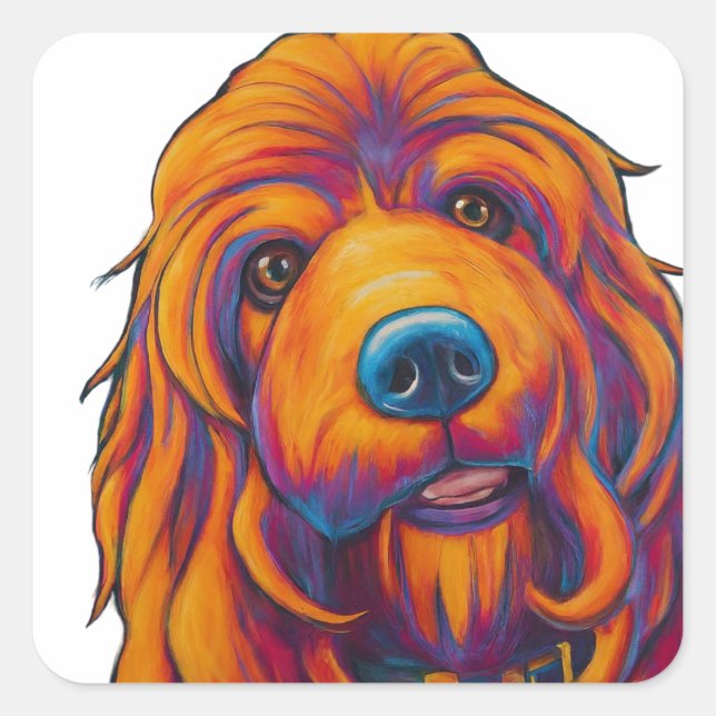 Adorable Hunde-Image-Aufkleber und -Etiketten - Pe Quadratischer Aufkleber (Vorderseite)