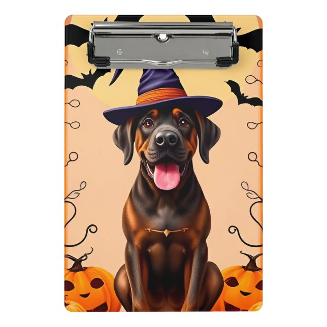 Adorable Hunde mit Hexenhut Mini Klemmbrett (Vorderseite)