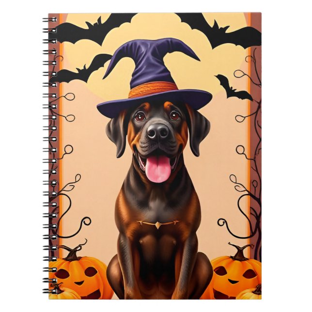 Adorable Hunde mit Hexenhut Notizblock (Vorderseite)