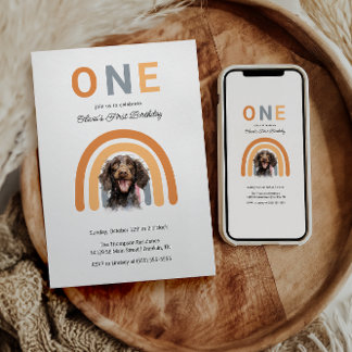 Adorable Hunde Regenbogen Wasserfarbe 1. Geburtsta Einladung