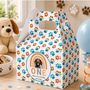 Adorable Hunde Regenbogen Wasserfarbe 1. Geburtsta Geschenkschachtel