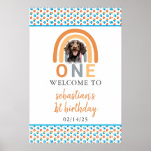 Adorable Hunde Regenbogen Wasserfarbe 1. Geburtsta