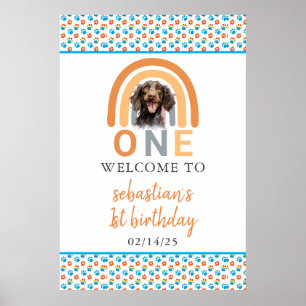 Adorable Hunde Regenbogen Wasserfarbe 1. Geburtsta Poster