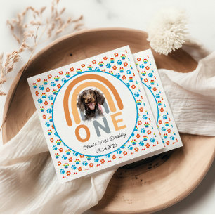 Adorable Hunde Regenbogen Wasserfarbe 1. Geburtsta Serviette